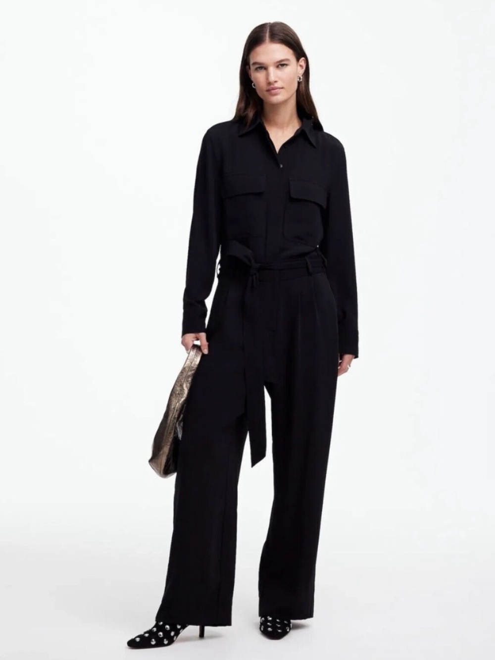 Madewell Black Long-Sleeve Jumpsuit